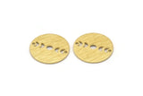 Brass Round Charm, 10 Textured Raw Brass Moon Phases Charms With 2 Holes, Findings, Pendants (18x0.80mm) M02834