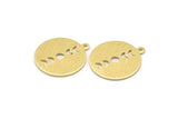 Brass Round Charm, 10 Textured Raw Brass Moon Phases Charms With 1 Loop, Findings, Pendants (20x18x0.80mm) M02835