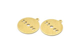Brass Round Charm, 10 Textured Raw Brass Moon Phases Charms With 1 Loop, Findings, Pendants (20x18x0.80mm) M02836