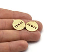 Brass Round Charm, 10 Textured Raw Brass Moon Phases Charms With 1 Loop, Findings, Pendants (20x18x0.80mm) M02836