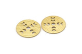 Brass Round Blank, 10 Textured Raw Brass Moon Phases Blanks, Findings, Stamping Tags (18x0.80mm) M02840