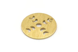 Brass Round Charm, 10 Textured Raw Brass Moon Phases Charms With 1 Hole, Findings, Pendants (18x0.80mm) M02839