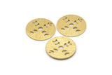 Brass Round Charm, 10 Textured Raw Brass Moon Phases Charms With 1 Hole, Findings, Pendants (18x0.80mm) M02839