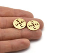 Brass Round Charm, 10 Textured Raw Brass Moon Phases Charms With 1 Hole, Findings, Pendants (18x0.80mm) M02839