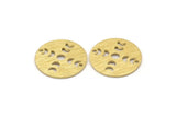 Brass Round Charm, 10 Textured Raw Brass Moon Phases Charms With 2 Holes, Findings, Pendants (18x0.80mm) M02838