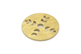 Brass Round Charm, 10 Textured Raw Brass Moon Phases Charms With 2 Holes, Findings, Pendants (18x0.80mm) M02838