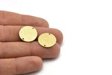 Brass Round Charm, 10 Textured Raw Brass Round Charms With 2 Holes, Blanks (18x0.80mm) M02841