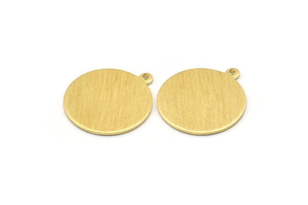 Brass Round Charm, 10 Textured Raw Brass Round Charms With 1 Loop, Blanks (20x18x0.80mm) M02842