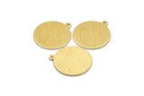Brass Round Charm, 10 Textured Raw Brass Round Charms With 1 Loop, Blanks (20x18x0.80mm) M02842
