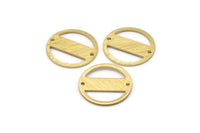 Brass Round Charm, 10 Textured Raw Brass Round Charms With 2 Holes, Blanks (18x0.80mm) M02845