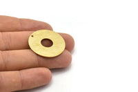 Brass Round Charm, 4 Textured Raw Brass Charms With 1 Hole, Pendants, Findings (30x0.80mm) M02650