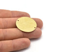 Brass Round Charm, 4 Textured Raw Brass Charms With 2 Holes, Pendants, Findings (30x0.80mm) M02651