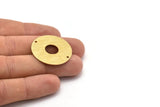 Brass Round Charm, 4 Textured Raw Brass Charms With 2 Holes, Pendants, Findings (30x0.80mm) M02652
