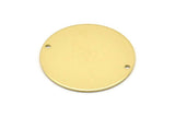 Brass Round Charm, 4 Raw Brass Charms With 2 Holes, Pendants, Connectors, Findings (30x0.80mm) M02638