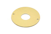 Brass Round Charm, 4 Raw Brass Charms With 2 Holes, Pendants, Connectors, Findings (30x0.80mm) M02639
