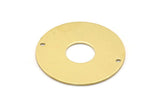Brass Round Charm, 4 Raw Brass Charms With 2 Holes, Pendants, Connectors, Findings (30x0.80mm) M02639
