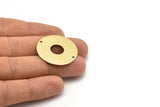 Brass Round Charm, 4 Raw Brass Charms With 2 Holes, Pendants, Connectors, Findings (30x0.80mm) M02639