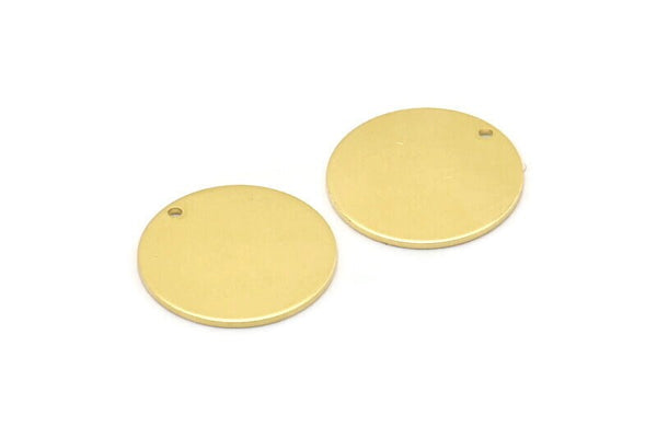 Brass Round Charm, 10 Raw Brass Round Charms With 1 Hole, Blanks (18x0.80mm) M02674