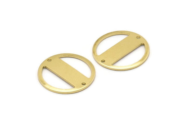 Brass Round Charm, 10 Raw Brass Round Charms With 2 Holes, Blanks (18x0.80mm) M02668