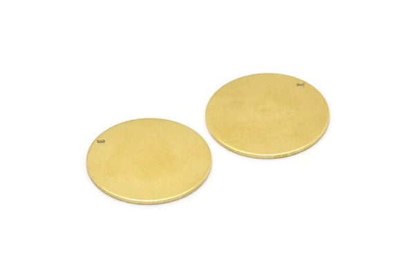 Brass Round Charm, 8 Raw Brass Round Charms With 1 Hole, Blanks (22x0.80mm) M02660