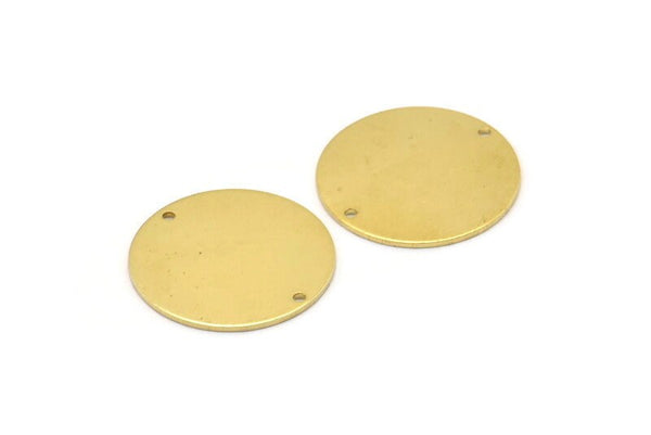 Brass Round Charm, 8 Raw Brass Round Charms With 2 Holes, Blanks (22x0.80mm) M02662
