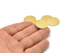 Brass Round Charm, 8 Raw Brass Round Charms With 2 Holes, Blanks (22x0.80mm) M02662