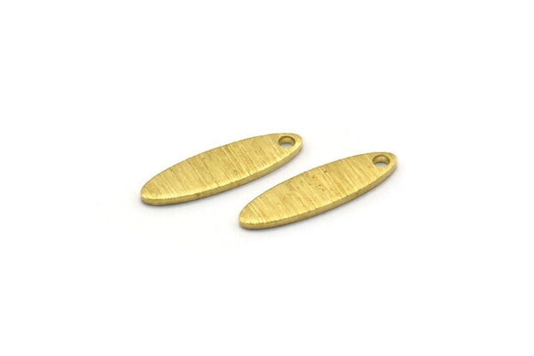 Brass Marquise Charm, 50 Textured Raw Brass Oval Charms With 1 Hole, Blanks (14x4x0.80mm) M02727