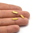 Brass Marquise Charm, 50 Textured Raw Brass Oval Charms With 2 Holes, Blanks (14x4x0.80mm) M02728