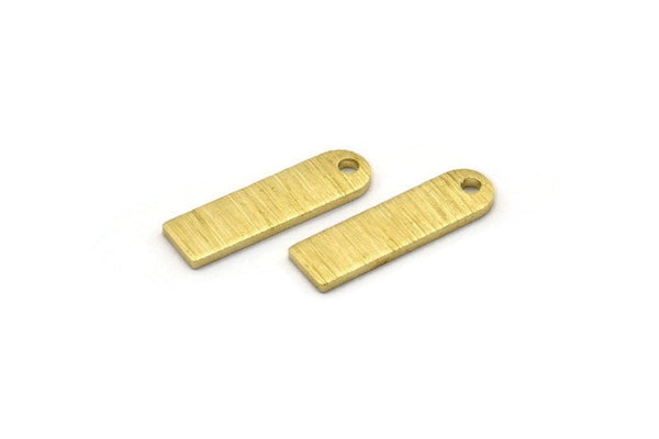 Brass Charm, 50 Textured Raw Brass Rectangle Charms With 1 Hole, Geometric Blanks, Charms (14x4x0.80mm) M02690