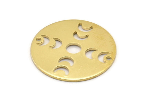 Moon Phases Charm, 8 Raw Brass Crescent Moon Charms, Pendants (22x0.80mm) M02713
