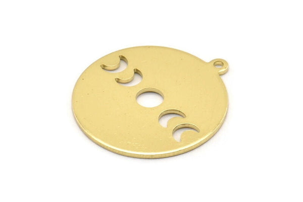 Moon Phases Charm, 8 Raw Brass Crescent Moon Charms, Pendants (22x0.80mm) M02704