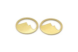 Brass Round Blank, 12 Raw Brass Mountain Shaped Round Blanks, Findings (18x0.80mm) M02719