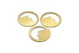 Brass Round Blank, 12 Raw Brass Mountain Shaped Round Blanks, Findings (18x0.80mm) M02719