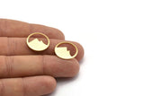 Brass Round Blank, 12 Raw Brass Mountain Shaped Round Blanks, Findings (18x0.80mm) M02719