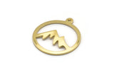 Pirinç Yuvarlak Charm, 1 Döngülü 12 Ham Pirinç Dağ Şeklinde Yuvarlak Charm, Kolye Uçları, Küpe Aksesuarları (20x18x0,80 mm) M02723