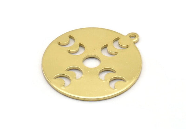 Moon Phases Charm, 8 Raw Brass Crescent Moon Charms, Pendants (22x0.80mm) M02712