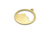 Brass Round Charm, 12 Raw Brass Mountain Shaped Round Charms With 1 Loop, Pendants, Earring Findings (20x18x0.80mm) M02722