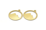 Brass Round Charm, 12 Raw Brass Mountain Shaped Round Charms With 1 Loop, Pendants, Earring Findings (20x18x0.80mm) M02722