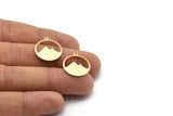 Brass Round Charm, 12 Raw Brass Mountain Shaped Round Charms With 1 Loop, Pendants, Earring Findings (20x18x0.80mm) M02722