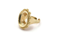 Duke Ring Settings - 1 Gold Plated Brass Duke Adjustable Ring Setting with Pad Size (20x15mm) E387 Q0557