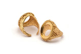 Duke Ring Settings - 1 Gold Plated Brass Duke Adjustable Ring Setting with Pad Size (20x15mm) E386 Q0552