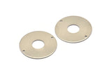 Steel Round Charm, 6 Stainless Steel Round Charms With 2 Holes (30x0.80mm) M02678