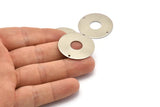 Steel Round Charm, 6 Stainless Steel Round Charms With 2 Holes (30x0.80mm) M02678