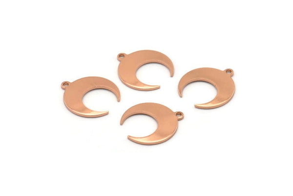 Rose Gold Moon Charm, 6 Rose Gold Plated Brass Crescent Moon With 1 Loop, Earrings (16x14x0.80mm) M01569 H0927