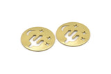 Brass Round Blank, 10 Raw Brass Cactus Patterned Blanks, Moon And Star Findings, Stamping Tags (22x0.80mm) M02740