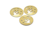 Brass Round Blank, 10 Raw Brass Cactus Patterned Blanks, Moon And Star Findings, Stamping Tags (22x0.80mm) M02740