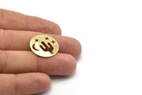 Brass Round Blank, 10 Raw Brass Cactus Patterned Blanks, Moon And Star Findings, Stamping Tags (22x0.80mm) M02740