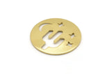 Brass Round Blank, 10 Raw Brass Cactus Patterned Blanks, Moon And Star Findings, Stamping Tags (22x0.80mm) M02740