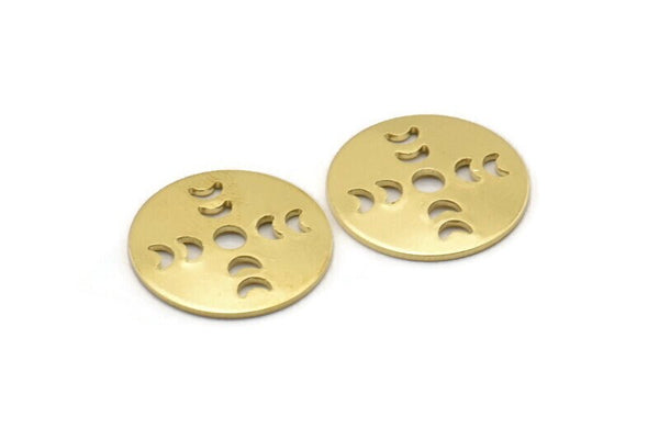 Brass Round Blank, 10 Raw Brass Moon Phases Blanks, Findings, Stamping Tags (18x0.80mm) M02735