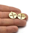 Brass Round Charm, 10 Raw Brass Moon Phases Charms With 1 Loop, Findings, Pendants (20x18x0.80mm) M02738